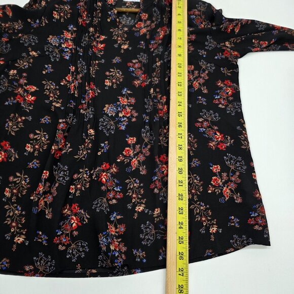 Joan Rivers Tunic Top Womens Size 12 Black Floral Pintuck‎ Long Sleeve Blouse - Picture 12 of 12